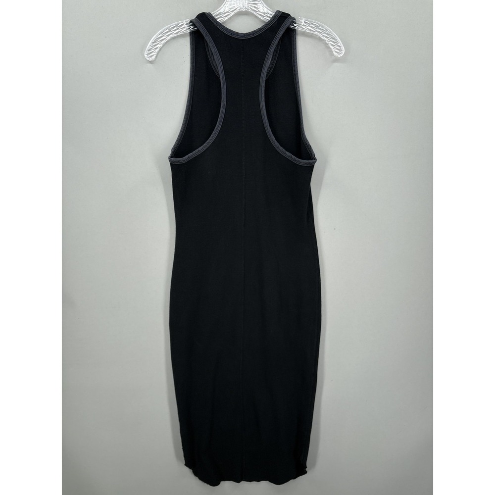 James Perse Dress Womens 2 Black Ribbed Tank Racerback Midi Bodycon Knit Stretch - Picture 8 of 13